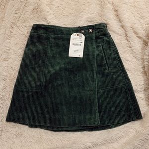 Zara Girls corduroy green wrap skirt